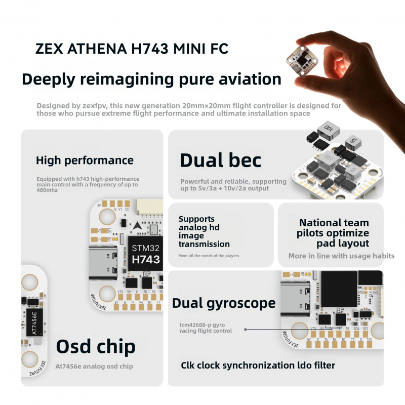 ZEX ATHENA H743 Mini Flight Co - đánh giá và giá Betaflight Flight Controller